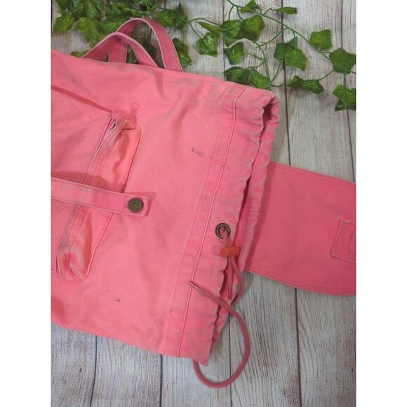 Baggu NEON PINK Coral Canvas Drawstring Foldover Rucksack Backpack - Picture 7 of 8